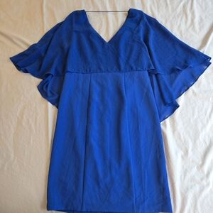 Roz & Ali sz 8 Cobalt Blue Sheath Dress with Sheer Capelet Wedding Party Evening